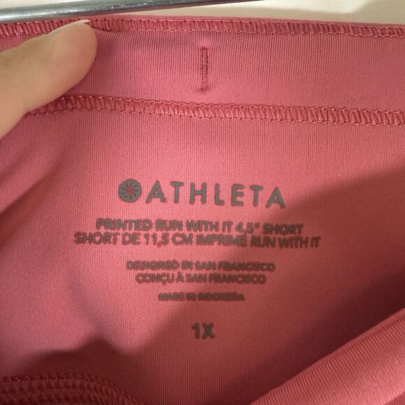 Athleta Printed Run with It Shorts Women's 1X Pink 4.5" Inseam Lined Zip Pocket - Picture 5 of 10